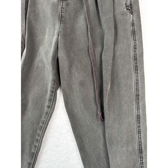 Free People Paperbag Pants XS Button Fly Drawstring Black Jogger Jeans - Picture 2 of 8